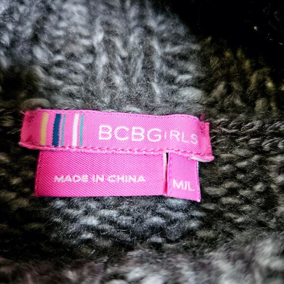 🦃 BCBGirls Gray Thick Sweater Poncho Shaw Turtle Neck Medium Winter Warm Cozy - Picture 4 of 12